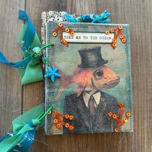 Fish-Themed Junk Journal with Teal Accents